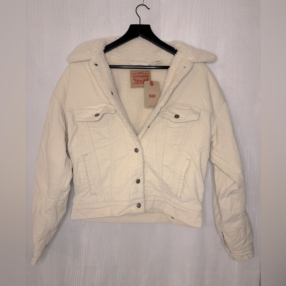 Levi's Sherpa lined jacket XS cream NWT womens Corduroy - pockets trucker jacket